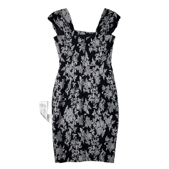 TADASHI SHOJI Floral Jacquard Squarenck Sheath Dress Womens size 0 - Picture 4 of 7